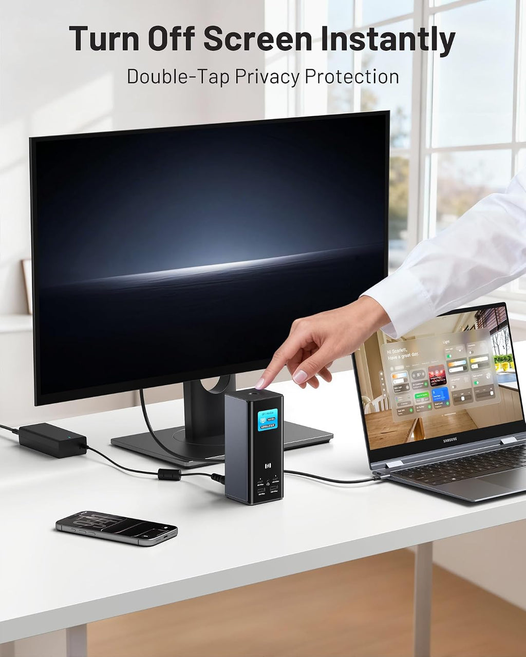 Selore Triple Monitor Docking Station for MacBook, 4K@60Hz USB-C Dock 3 Displays with 3HDMI+2DP, 10Gbps USB, 2.5G Ethernet & 150W PD + Phone Charging, Compatible with Dell/HP/Lenovo (Driver Required)