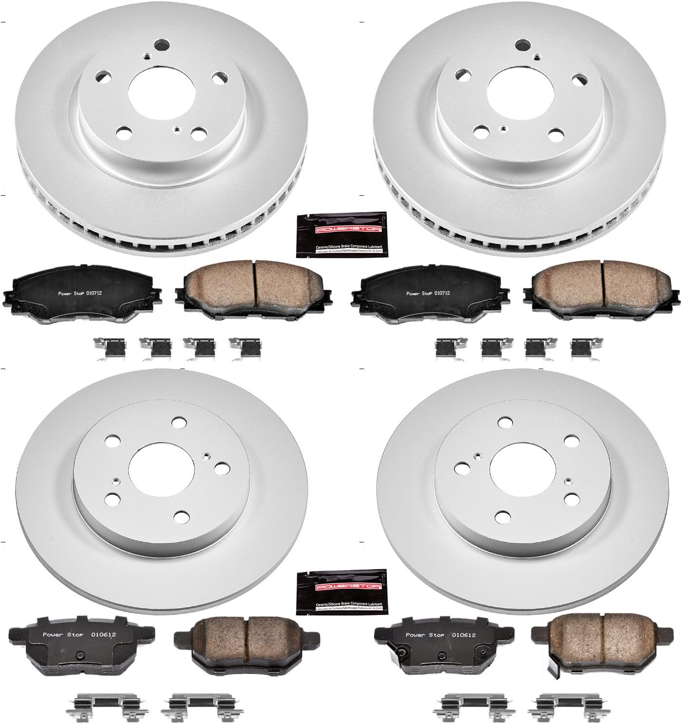 PowerStop Front and Rear Brake Kit for Scion xB 2008-15 - Fully-Coated Disc Rotors with Z17 Ceramic Brake Pads Replacement, CRK4141