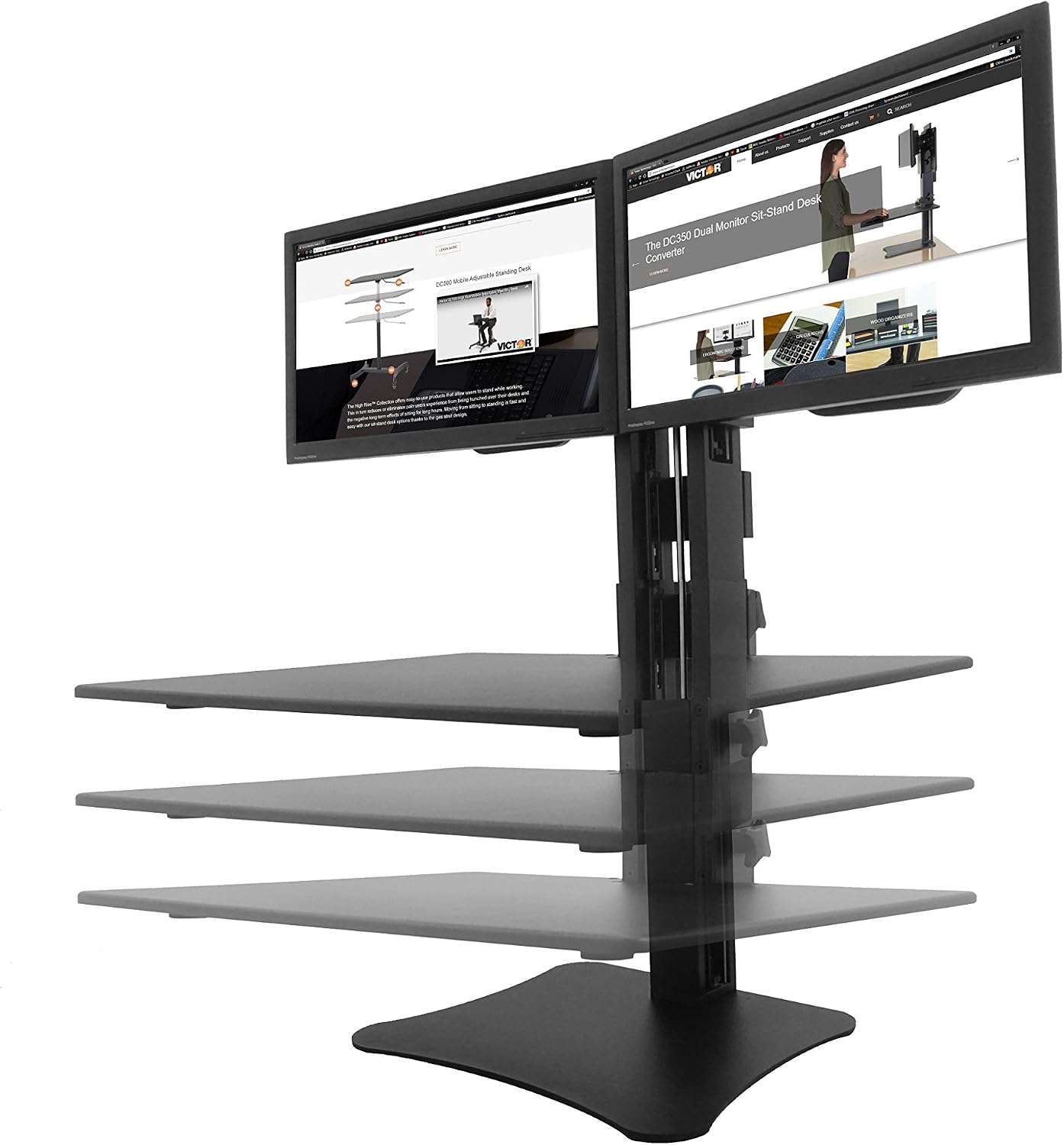 Victor High Rise Collection Dual Monitor Sit-Stand Standing Desk Converter, 28' by 23' by 15.5', Black