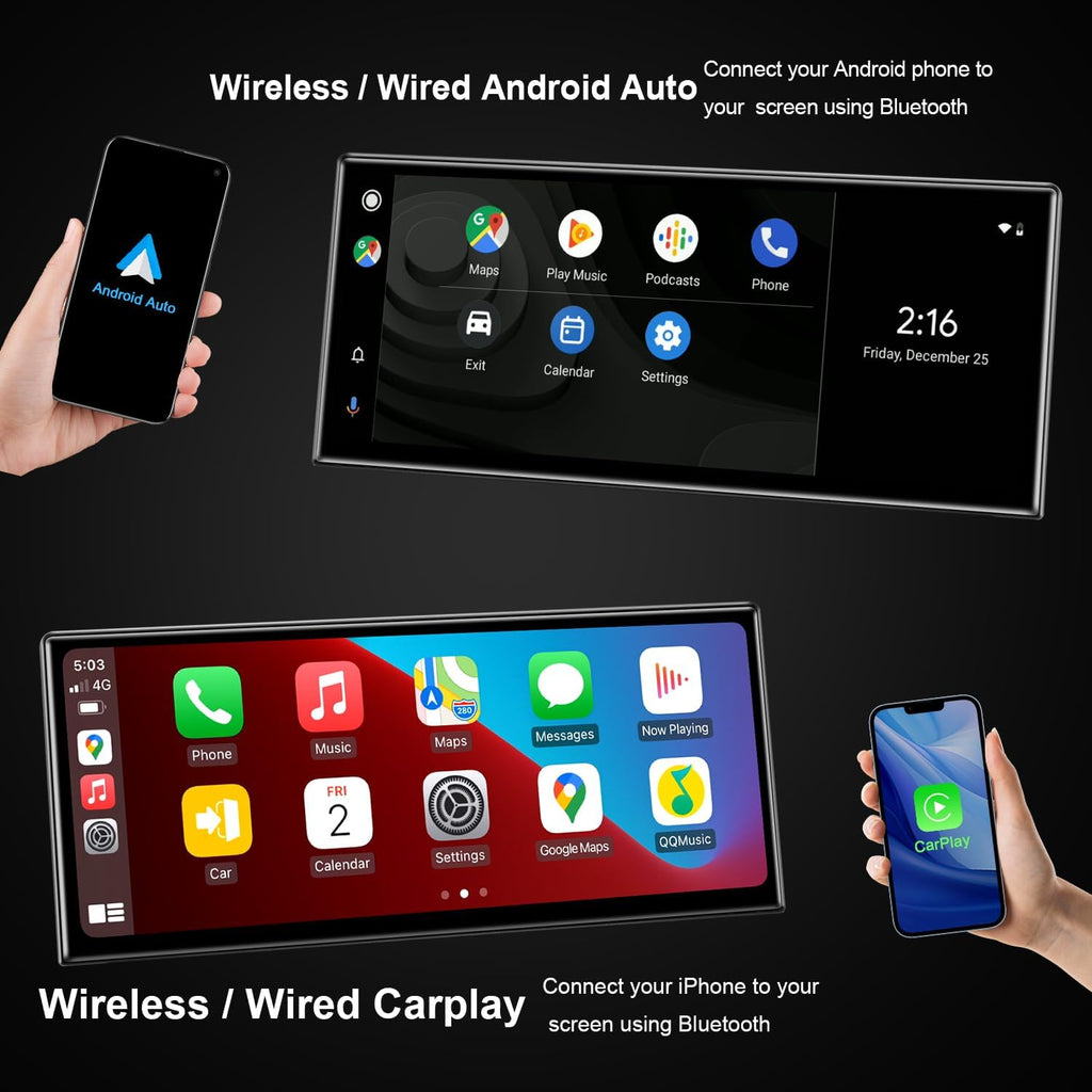 PEMP Ultra-Thin 12.3' for BMW 3 Series F30 NBT CIC Wireless and Wired CarPlay Android Auto Screen Calls Using The OEM Bluetooth with a 720P AHD Reverse Camera (2012-2017)