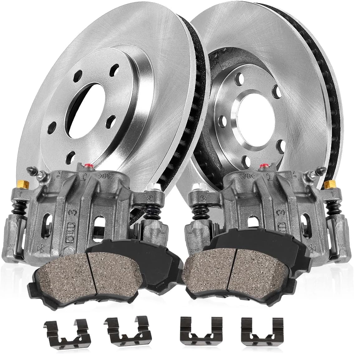 Callahan Brake Parts Front Brake Kit For Ford Fiesta 2011-19 - Disc Rotors with Ceramic Brake Pads + OE Calipers, EBYK039842