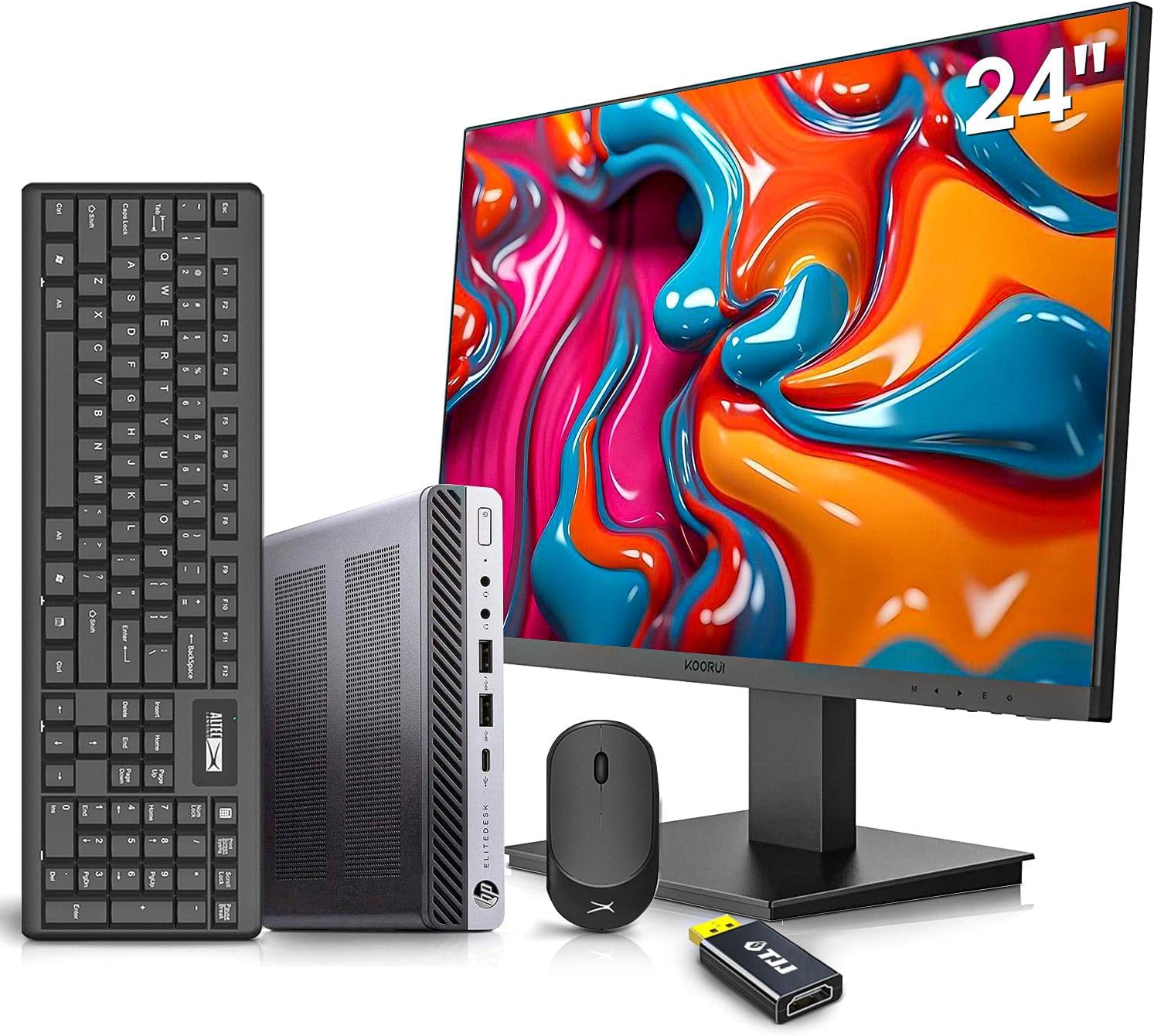 HP EliteDesk Mini Desktop Computer with 24 inch Monitor Bundle,Intel i7-6700 AX210 Wi-Fi 6e,Bluetooth 5.2,32GB RAM,New NVMe 1TB SSD, Wireless Keyboard & Mouse,Windows 11 (Renewed)