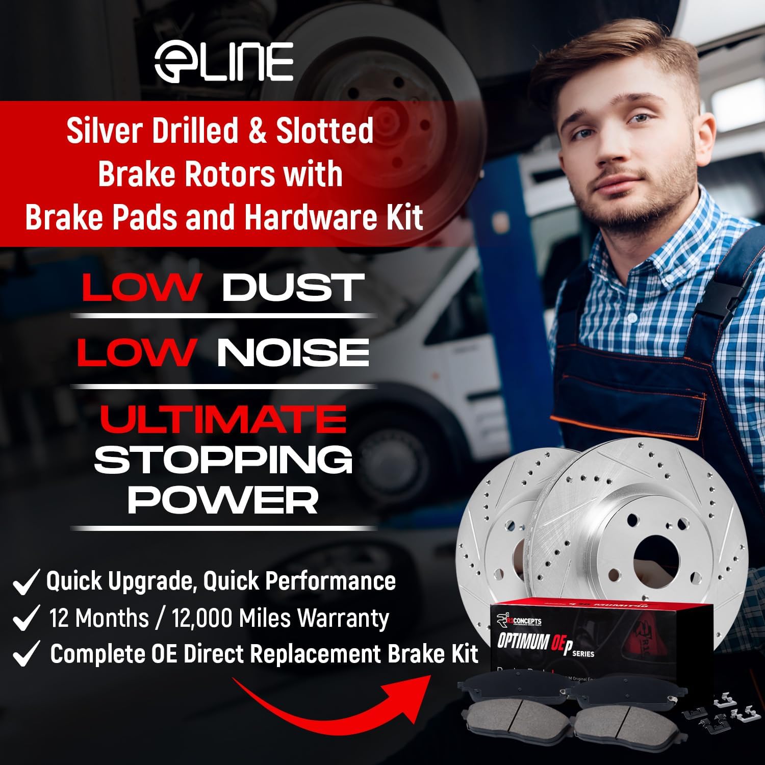 R1 Concepts Front Brake Kit Fits 2011-2019 Ford Fiesta| Optimum Oep Pads, Drilled Slotted Rotors| Hardware| 10.2' Front