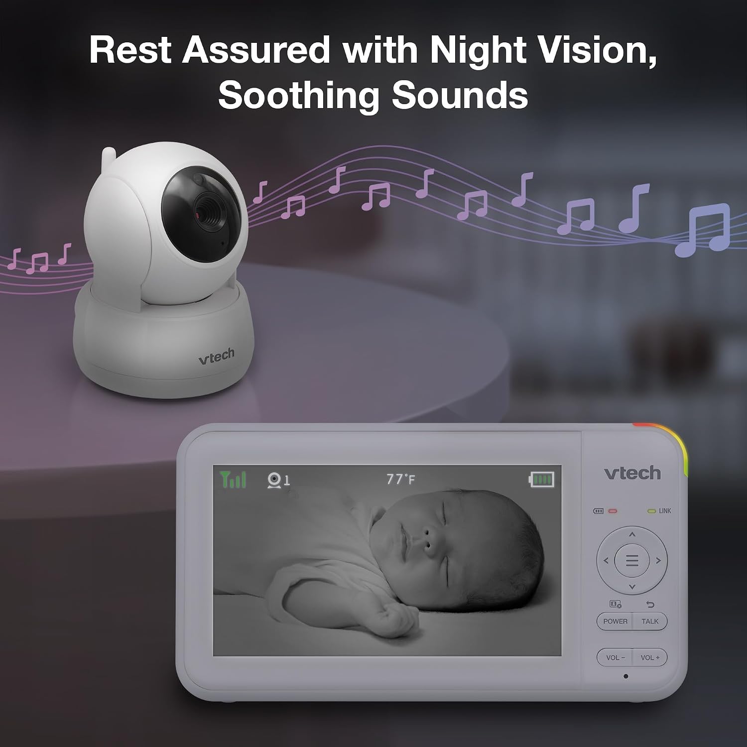 VTech 924-3W Video Baby Monitor with 3 Cameras, 5' LCD Screen, No WiFi, Pan Tilt Zoom, Up to 17Hrs Video & 31Hrs Audio Battery, 1000ft Range, Night Vision, Lullabies, Temperature Sensor, 2-Way Talk
