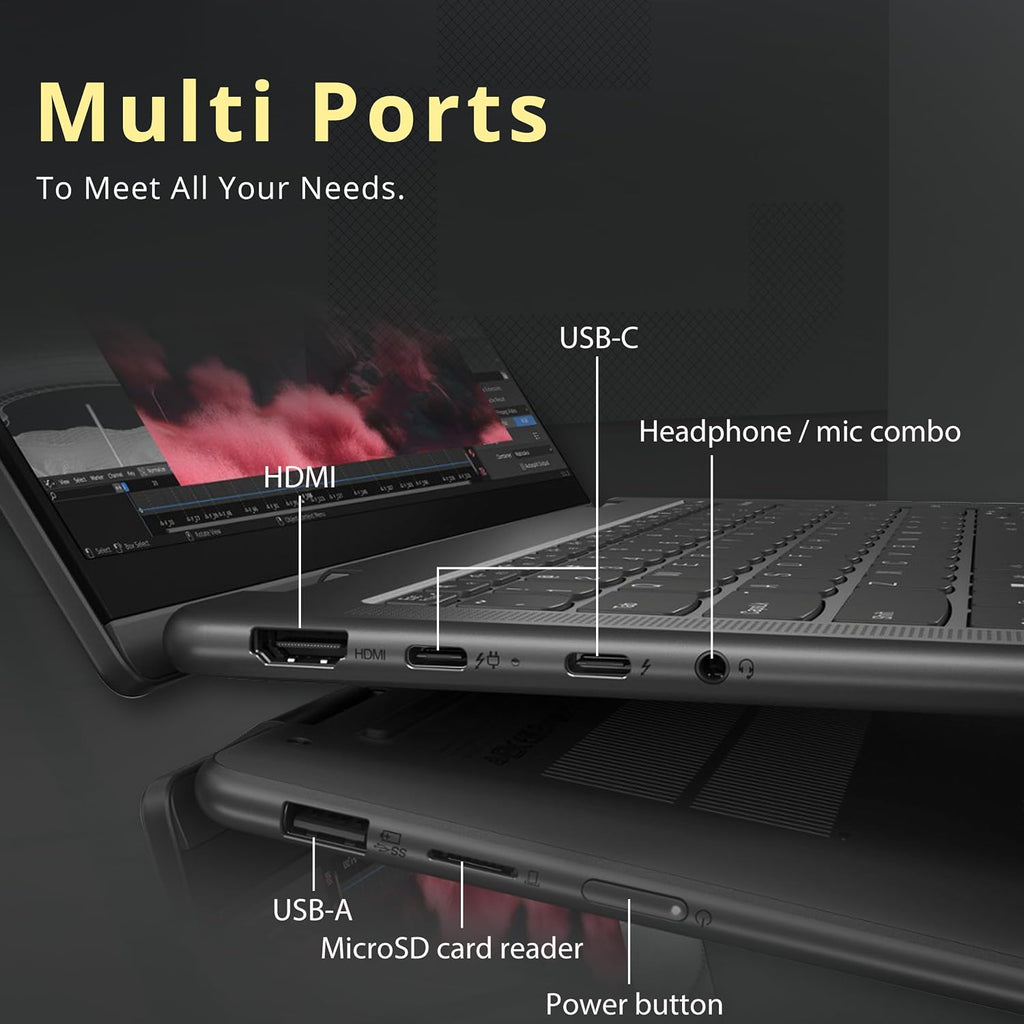 Lenovo Yoga 7i 14' 2K Touchscreen 2-in-1 Laptop, Intel Ultra 5 125U, 16GB RAM, 672GB Storage (512GB SSD+160GB Docking Station Set), Backlit Keyboard, Wi-Fi 6E, Fingerprint Reader, Win 11, Gray
