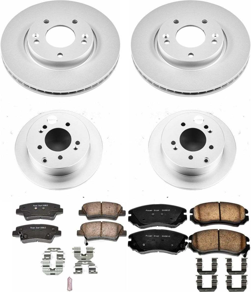PowerStop Front and Rear Brake Kit for Kia Soul 2012-13 - Fully-Coated Disc Rotors with Z17 Ceramic Brake Pads Replacement, CRK6303