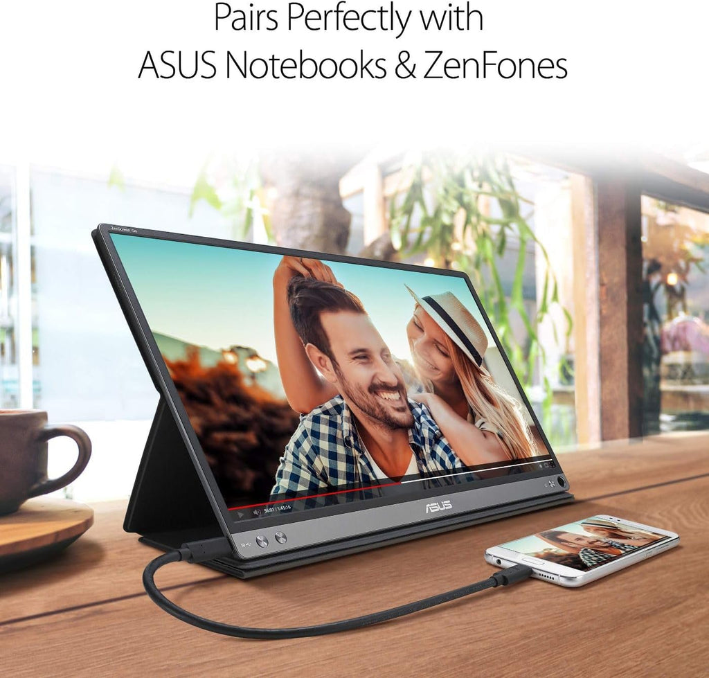 ASUS ZenScreen 15.6' 1080P Portable USB Monitor (MB16AHP) - Full HD, IPS, Eye Care, Micro HDMI, USB Type-C, Speakers, Built-in Battery, External Screen for Laptop, 3-Year Warranty