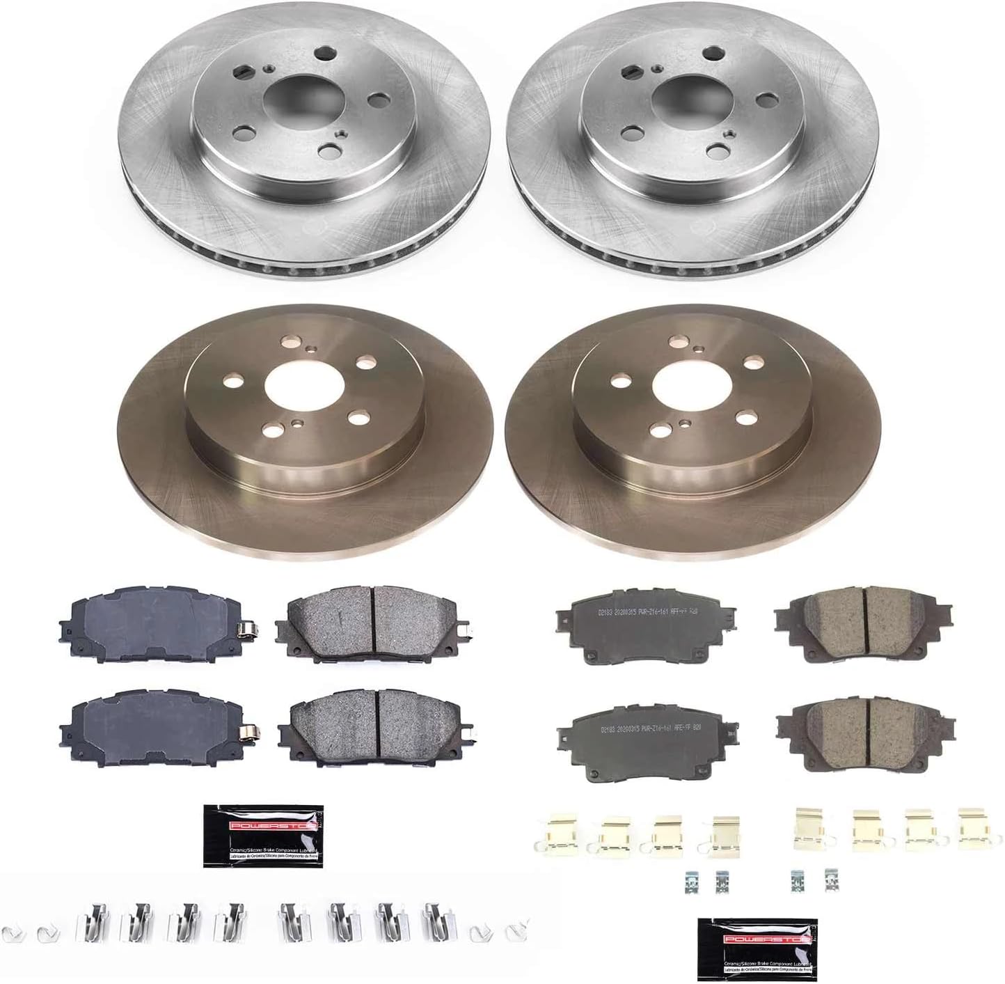 PowerStop Front and Rear Brake Kit for Toyota Corolla 2020-22 - Z17 Ceramic Brake Pads & Disc Rotors Replacement, KOE8664