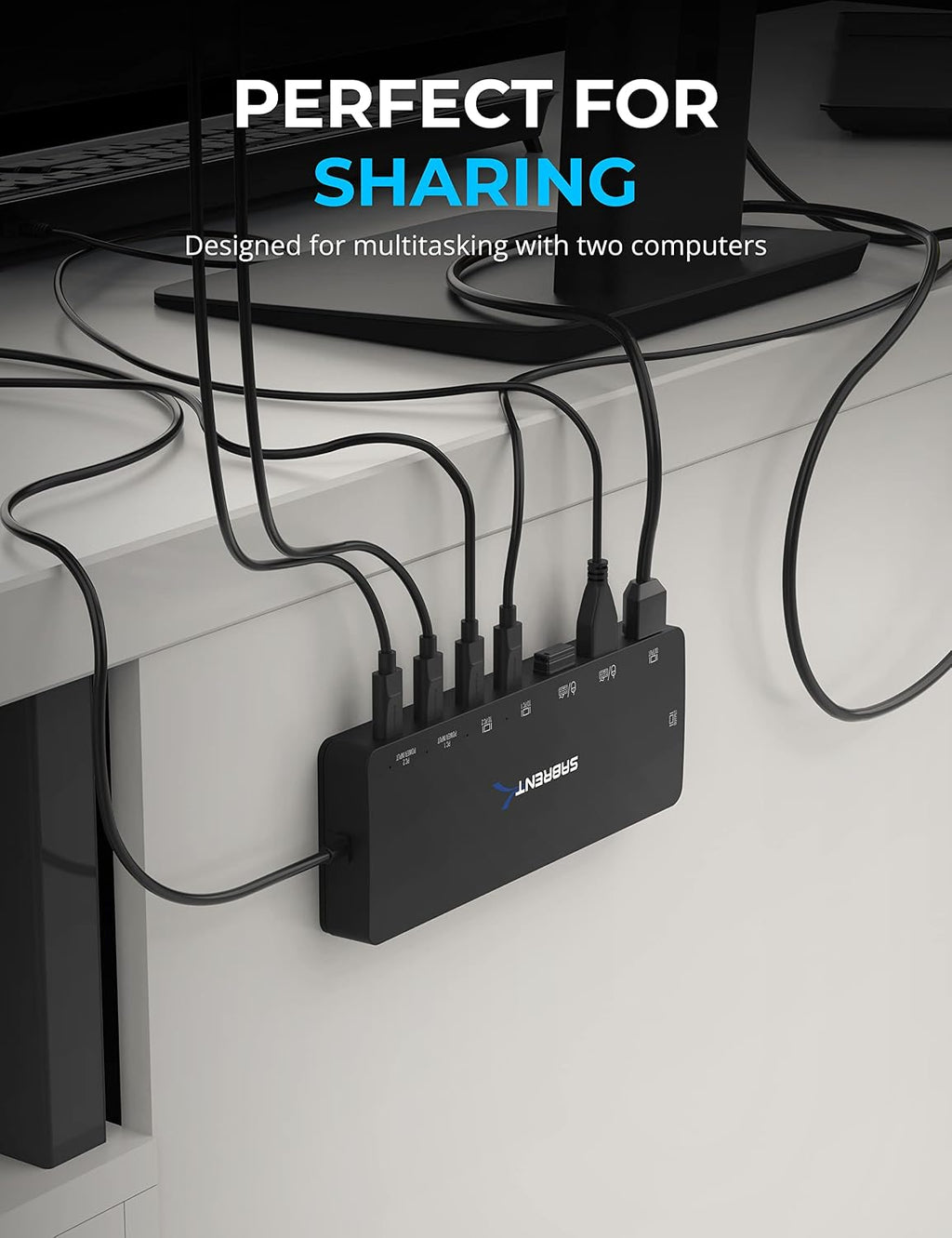 SABRENT KVM Switch, USB-C, 1 PC to 2-Displays with 60 Watt Power Delivery (USB-CKDH)