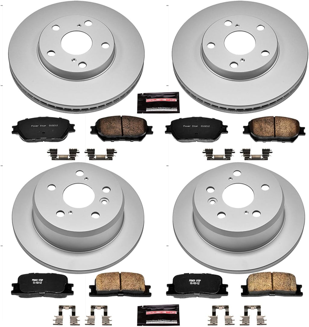 PowerStop Front and Rear Brake Kit for Toyota Camry 2002-06 - Fully-Coated Disc Rotors with Z17 Ceramic Brake Pads Replacement, CRK1066