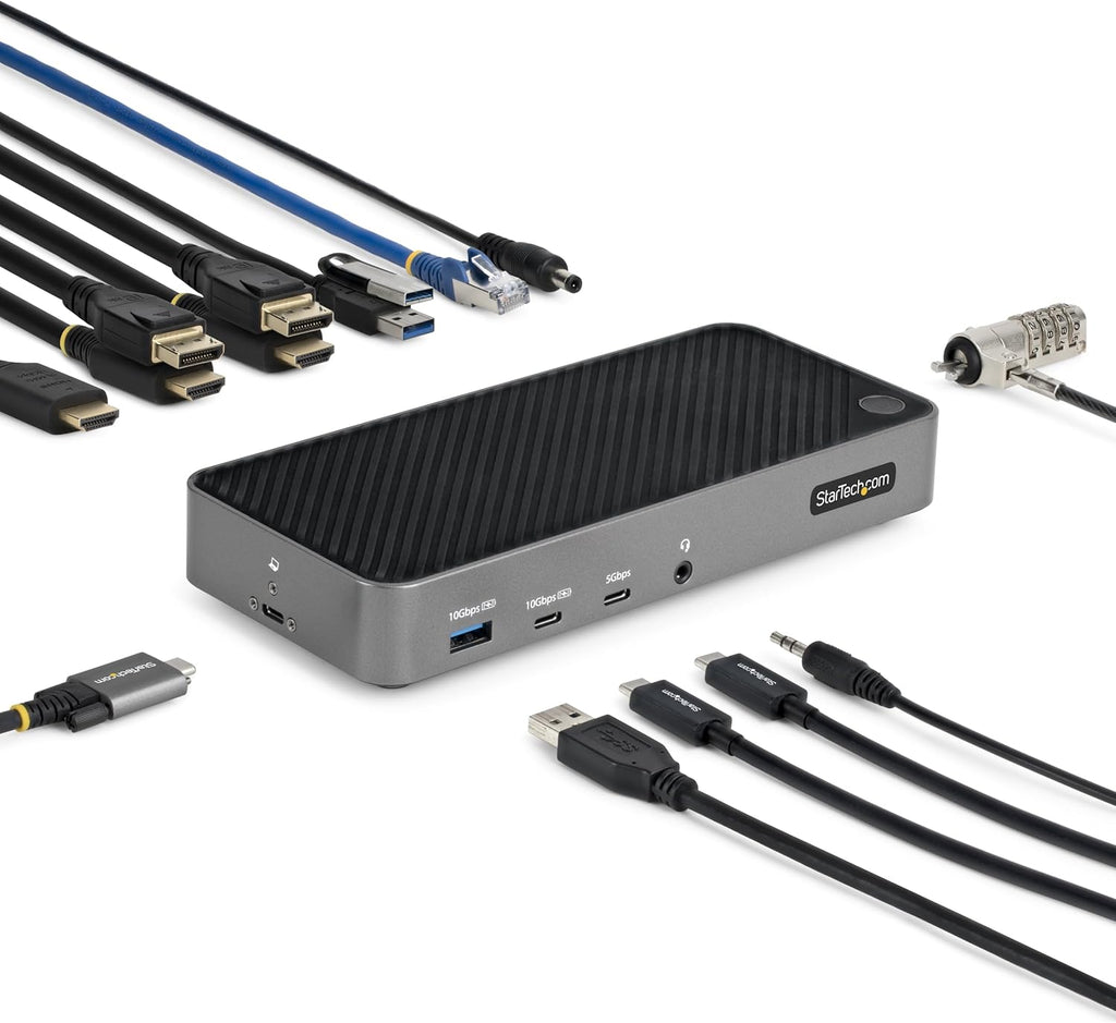 StarTech.com USB-C Triple Monitor Docking Station for MacBook Pro / Air M1 M2 M3 M4 & Windows, Universal 4K HDMI DP Dock, Thunderbolt Compatible, 100W Laptop Charging (116N-USBC-DOCK)