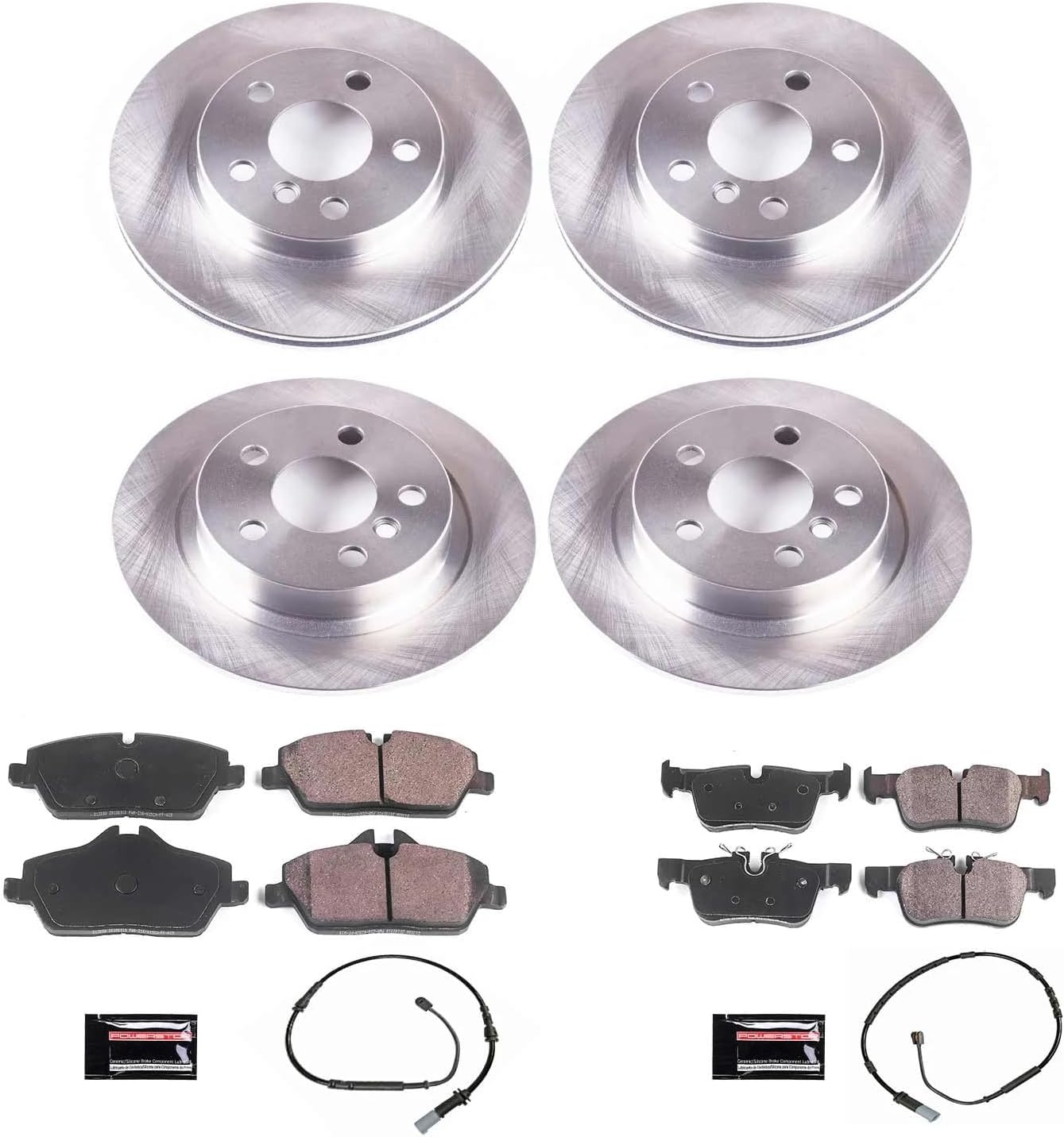 PowerStop Front and Rear Brake Kit for BMW i3 2014-21 | BMW i3s 2018-21 - Z17 Ceramic Brake Pads & Disc Rotors Replacement, KOE8113