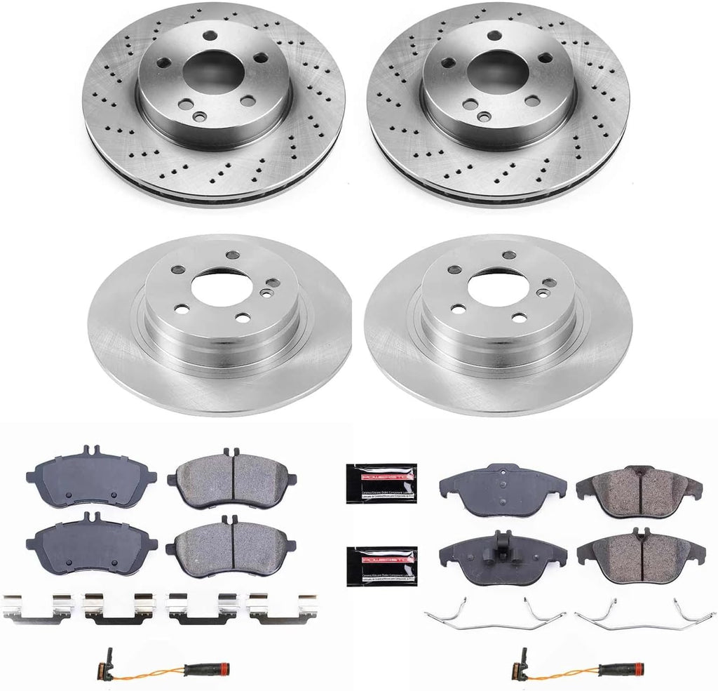 PowerStop Front and Rear Brake Kit for Mercedes-Benz C300 2008-12 - Z17 Ceramic Brake Pads & Disc Rotors Replacement, KOE7759