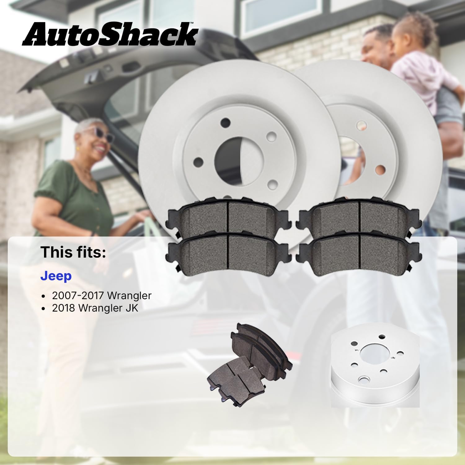 AutoShack Front & Rear Brake Rotors & Premium Pads for Jeep, Wrangler 2007-2017 Wrangler JK 2018, 4WD RWD V6 3.6L 3.8L - Coated - ArmorStop