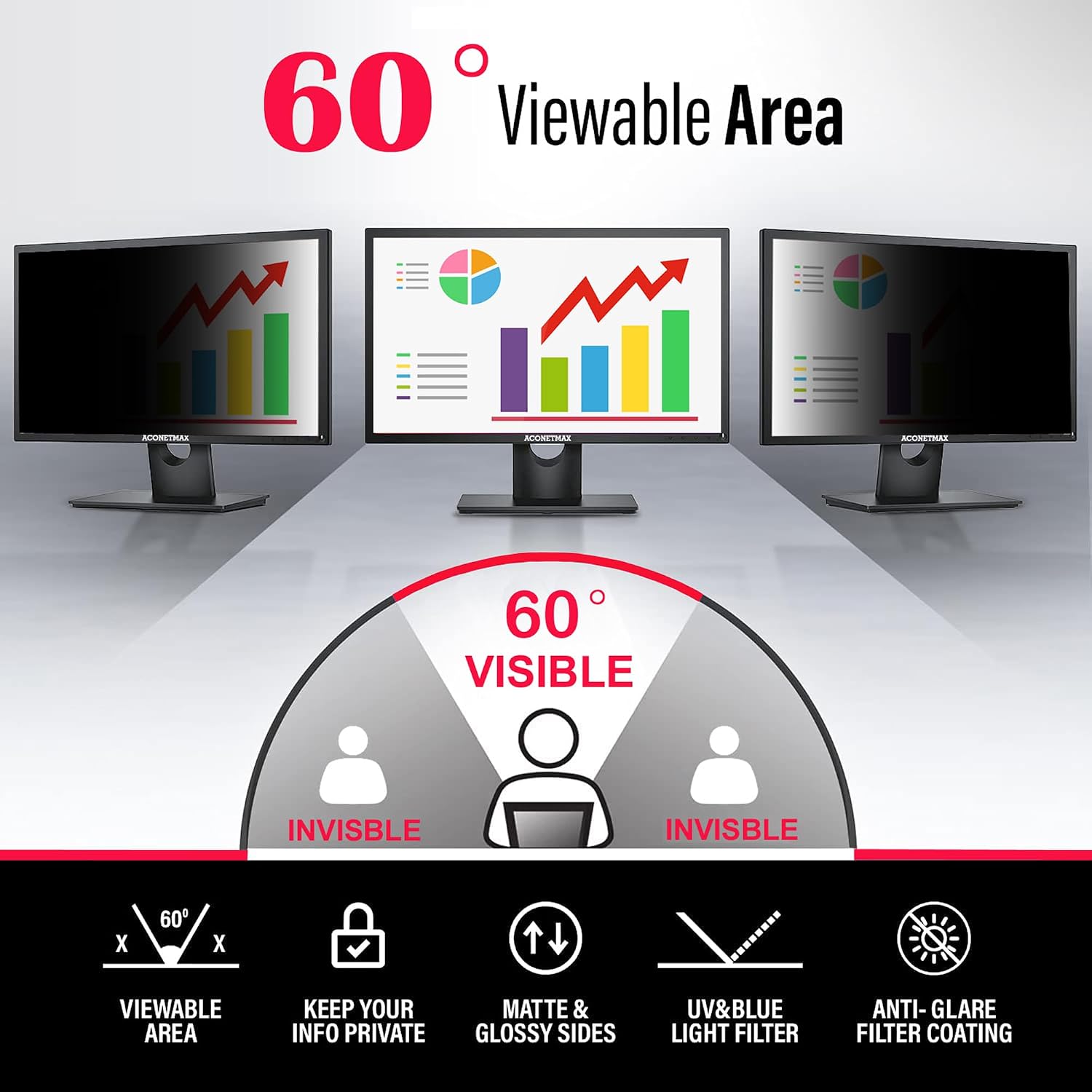45 Inches Privacy Screen Filter for 21:9 Ultrawide Curved Monitor | Computer Privacy Shield | Anti Glare | Anti Blue Light Protector
