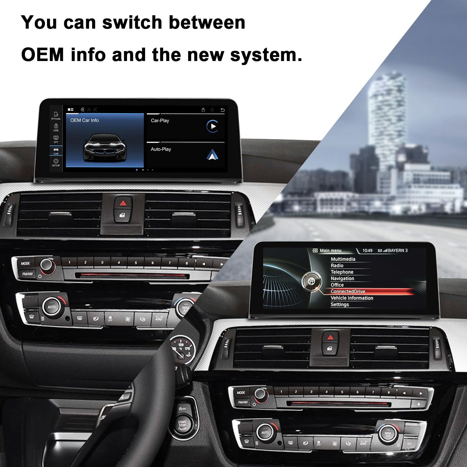 PEMP 10.25' Linux Head Unit for BMW 3 Series F30 F20 NBT CIC, CarPlay Support iOS 26 Android Auto Screen Calls Using The OEM Bluetooth with a Pry Tool （2012-2017）