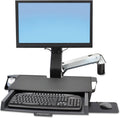 Ergotron StyleView Sit-Stand Combo System with Worksurface, Polished Aluminum/Black