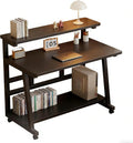 Rolling Desk, 47.2 Inch Small Desks with 3-Layer Storage & Monitor Stand, Compact Home Office Desk, Portable Laptop Table with Wheels for Small Spaces, Mobile Rolling Computer Work Desks