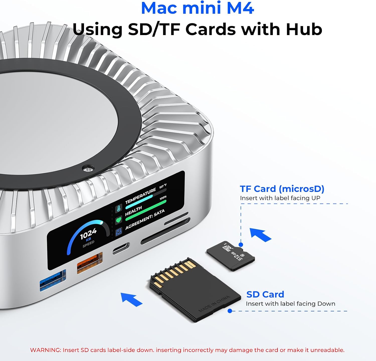 RayCue All-in-One Dock for Mac mini M4 with Smart Displays, NVMe/SATA SSD Enclosure, 4K60Hz HDMI, 10G USB-A/C, 5G USB-A*2, USB-C Charging, SD/TF, Audio – Mac mini M4 HUB &Docking Station(2024)