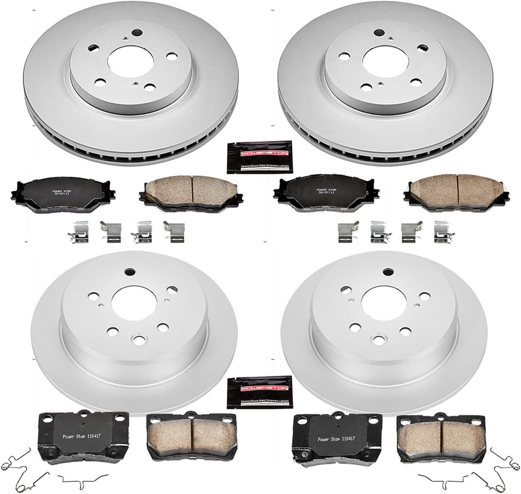 PowerStop Front and Rear Brake Kit for Lexus IS250 2006-13 - Fully-Coated Disc Rotors with Z17 Ceramic Brake Pads Replacement, CRK2407