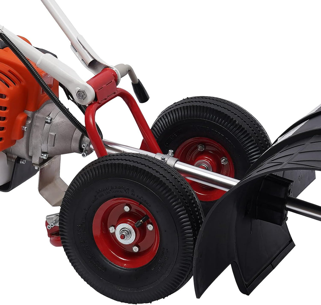 52CC Gas Powered Sweeper Broom 2-Stroke 2.5Hp Hand-Push Artificial Grass Sweeper Walk Behind Lawn Sweeper Snow & Leaves Cleaning Sweeper Broom for Garden Lawn Driveway Walkway| US Stock