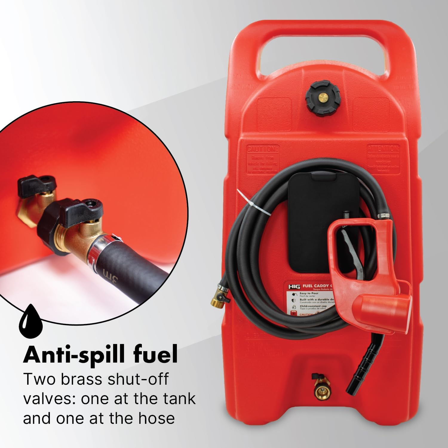 LAUCO 15 Gallons Gas Can, Heavy-Duty Fuel Tank with Manual Transfer Pump & 10FT Hose, Portable Gas Caddy with Wheels, Leak-Proof Gas Container for Lawn Mowers, Cars, Boats, 87259
