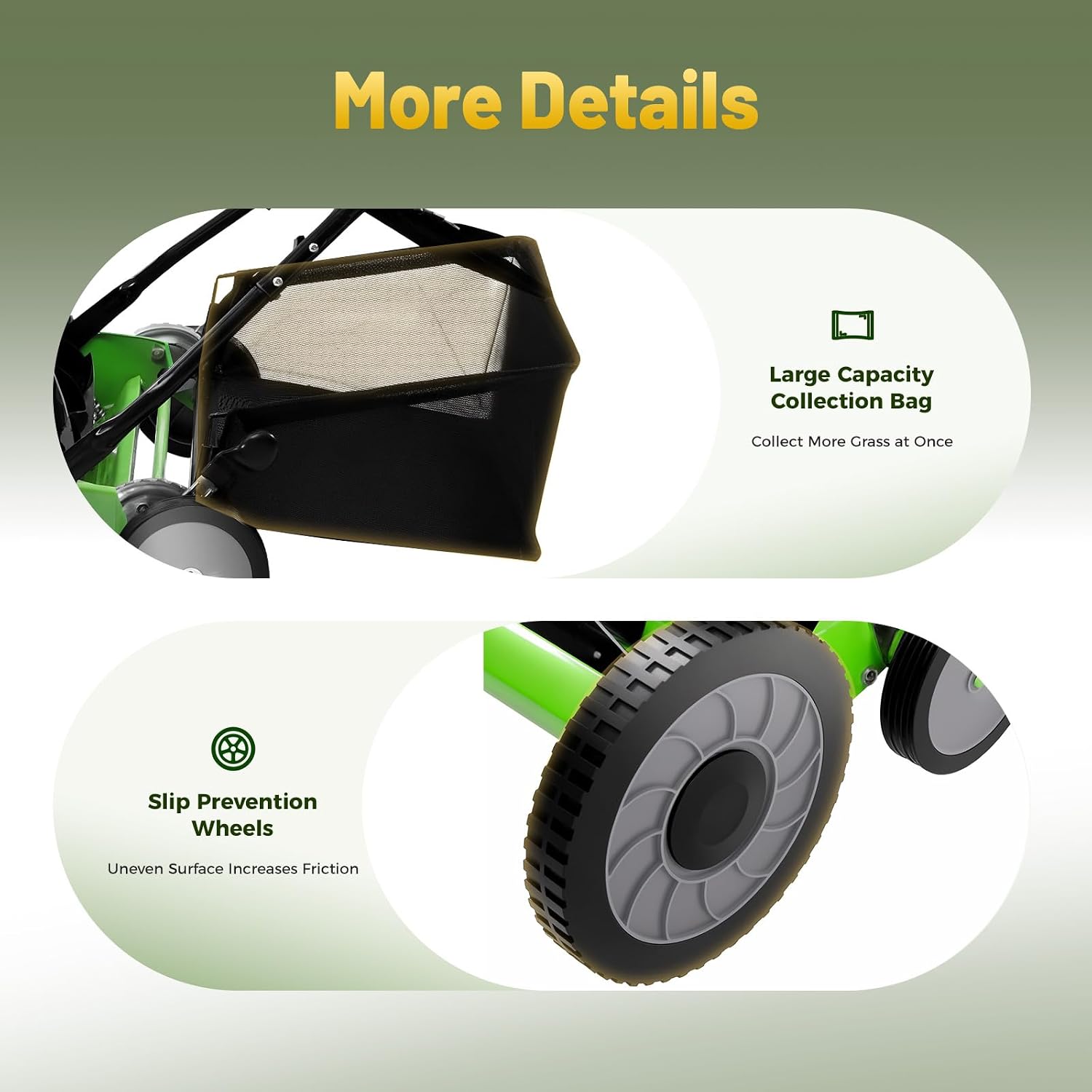 Reel Mower, 20inch 5 Blades Reel Mower, Push Lawn Mower with Grass Catcher, Power Push Garden Grass Lawn Mower for Mowing in Villas, Parks, Gardens
