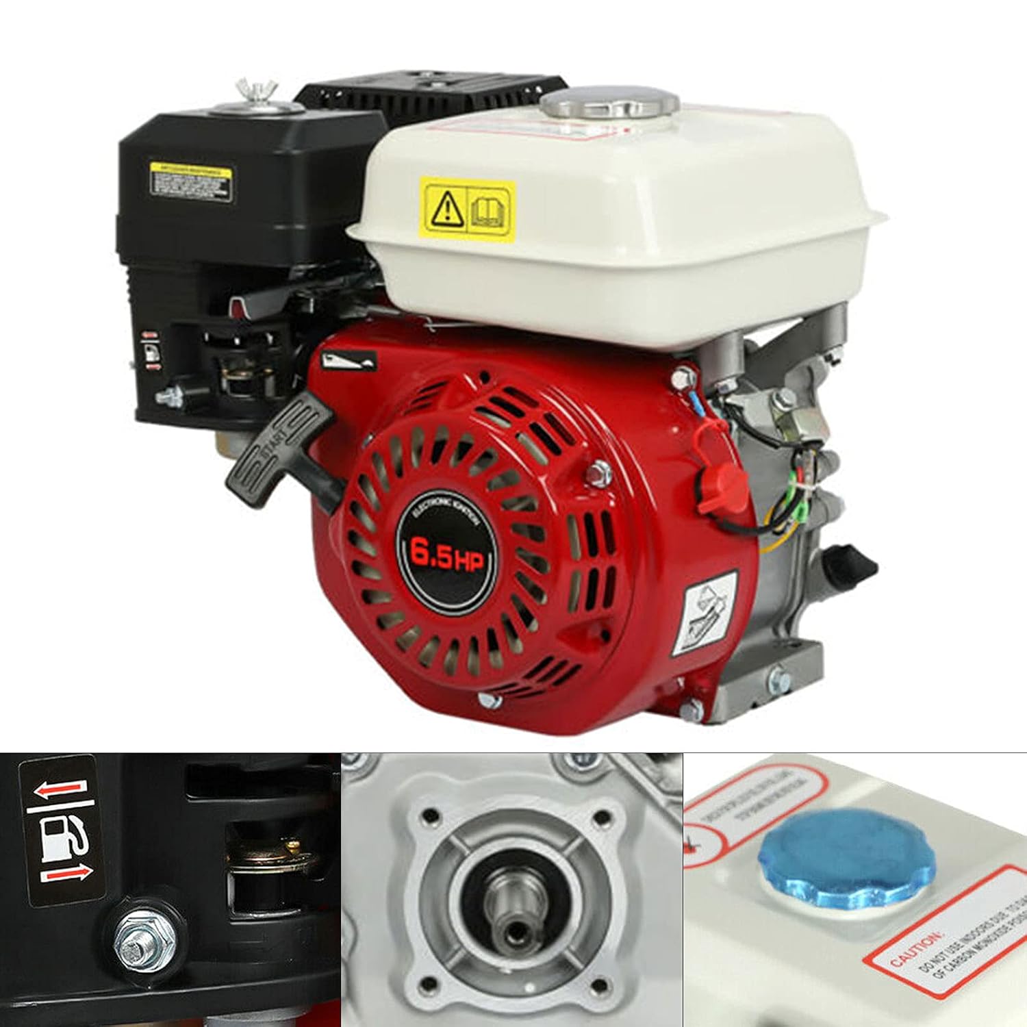 6.5HP 160CC Gas Engine Replaces, 4 Stroke Pull Start Petrol Engine, OHV Air Cooled Shaft Pullstart, Motor Power 3600RPM for Honda GX160, Lawnmower, Log Splitters, Chipper