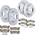 Front(12') and Rear(12.99') Brake Kit Fit for Chevrolet Avalanche Silverado Suburban Tahoe Cadillac Escalade ESV EXT GMC Sierra Yukon Drilled and Slotted Brake Rotors Ceramic Brake Pads Fit 4WD/AWD