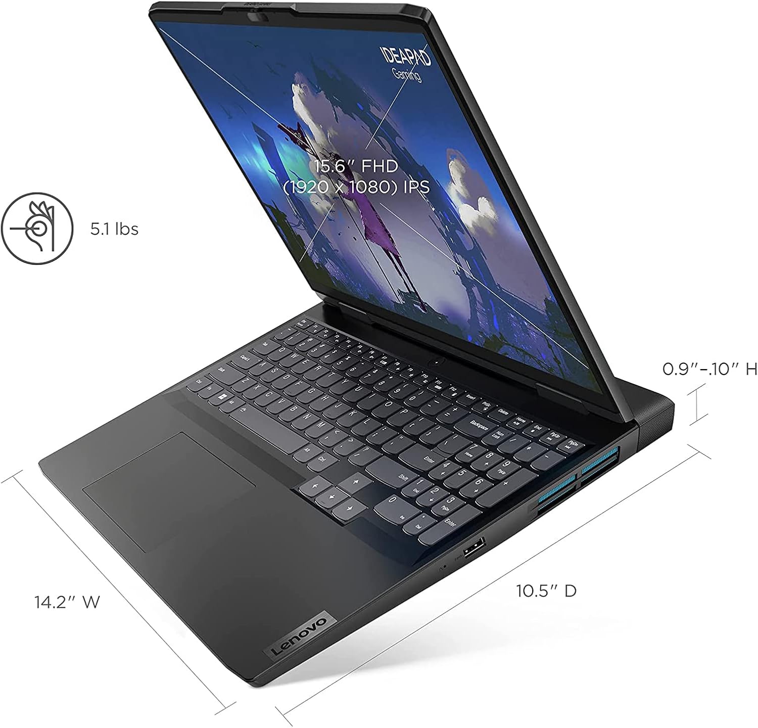 Lenovo Ideapad 3i Gaming 15.6' FHD 120Hz Laptop, Intel Core i7-12700H, 16GB RAM 2TB PCIe SSD, GeForce RTX 3050Ti Graphics, Backlit Keyboard, Onyx Grey with TWE HDMI Cable