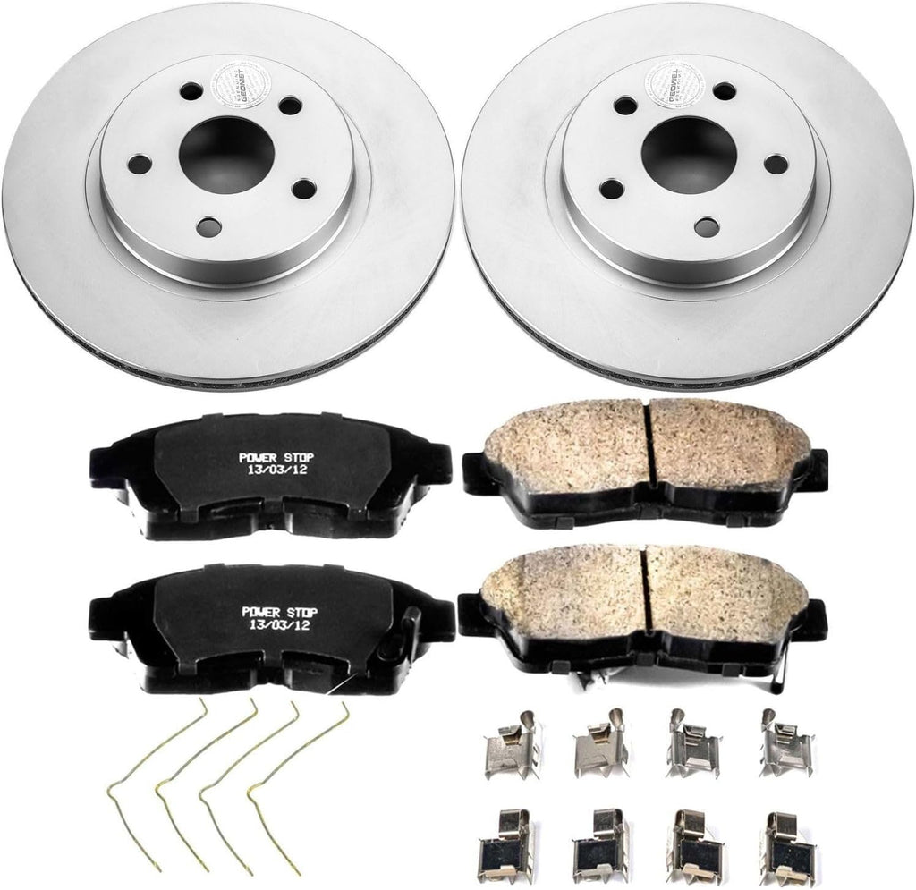 PowerStop Front Brake Kit for Toyota RAV4 1996-03 - Fully-Coated Disc Rotors with Z17 Ceramic Brake Pads Replacement, CRK3163