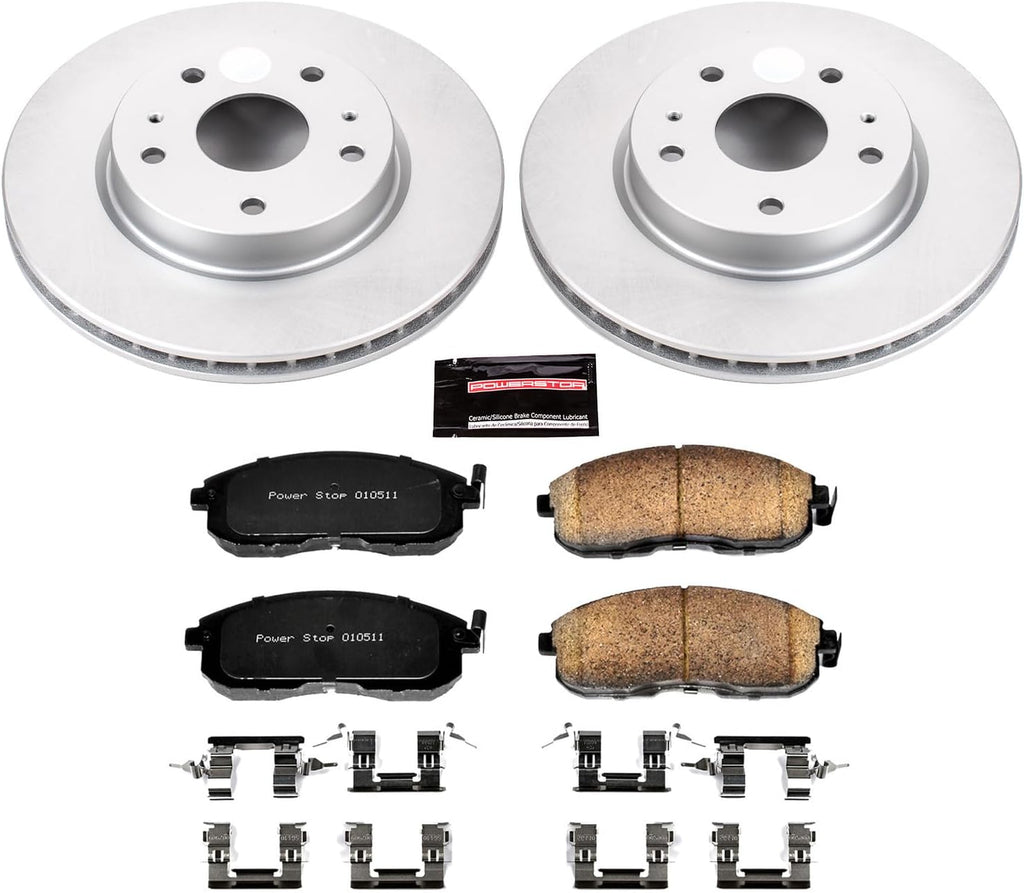 PowerStop Front Brake Kit for Suzuki SX4 2007-13 - Fully-Coated Disc Rotors with Z17 Ceramic Brake Pads Replacement, CRK5887