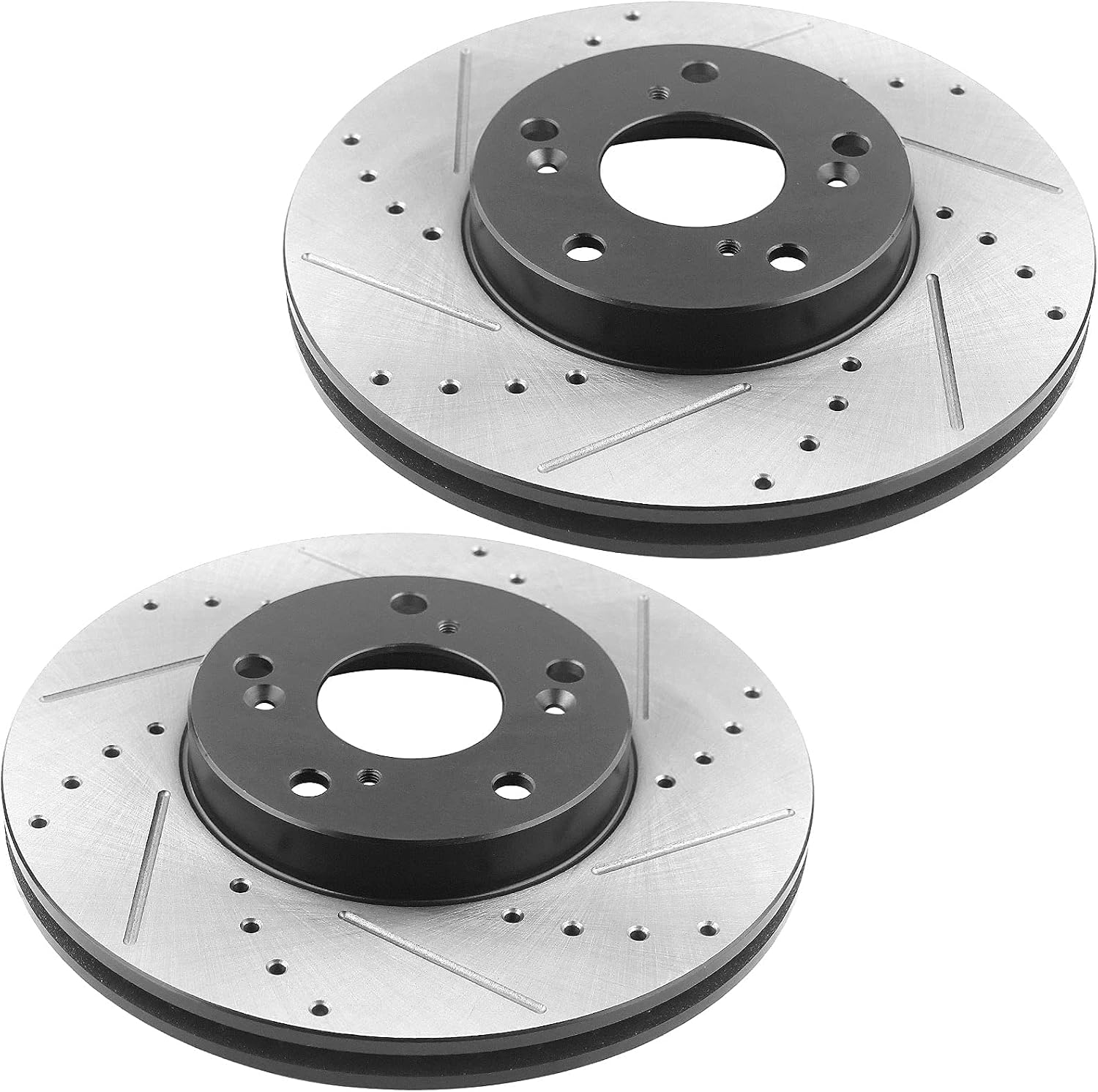 MotorbyMotor 282mm Front Brake Kit Rotors and Brake Pads Replacement for Honda Accord Civic CR-V Element, Acura ILX Drilled & Slotted Disc Brake Rotor & Ceramic Pads 31257, 12040036