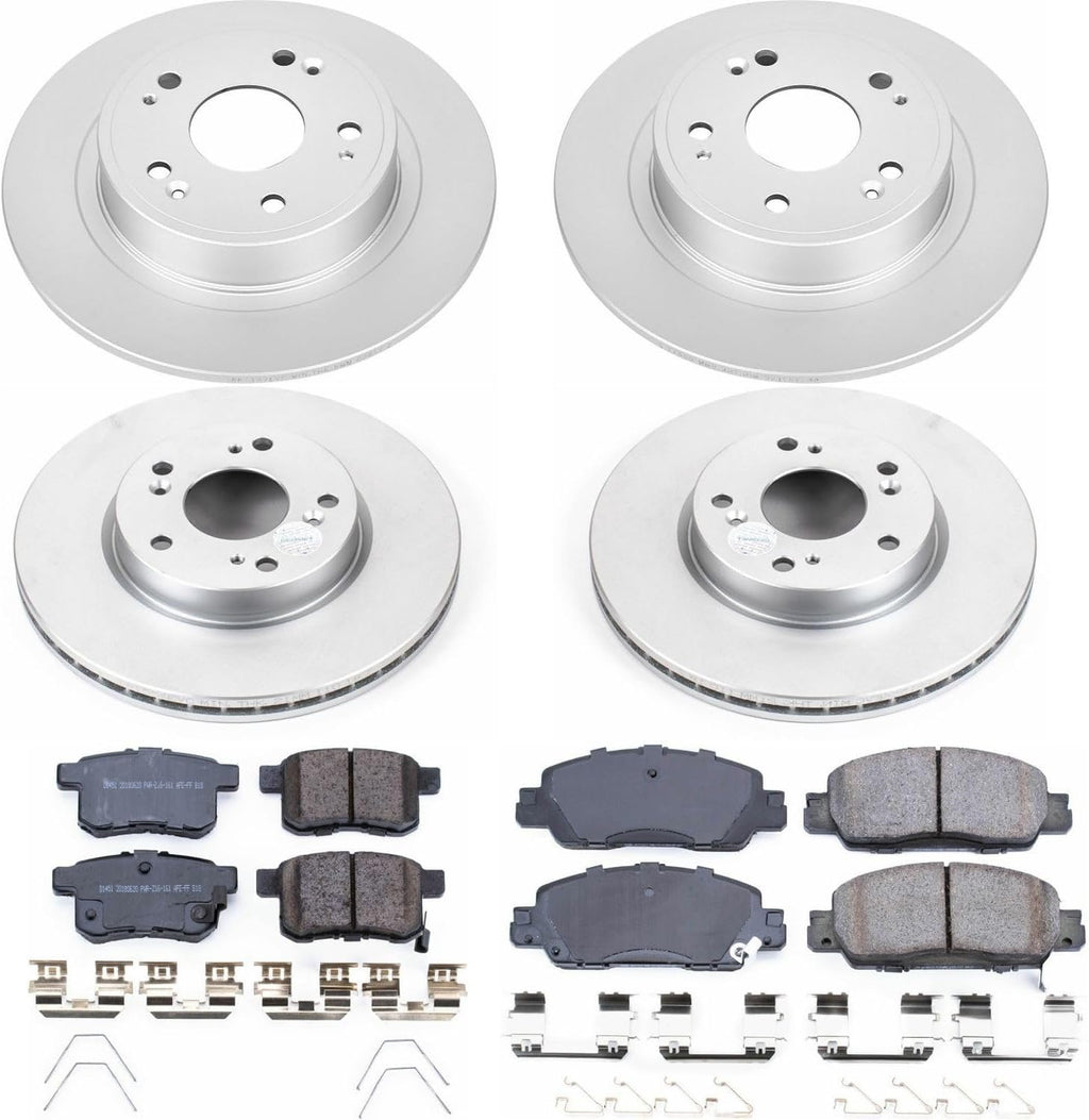 PowerStop Front and Rear Brake Kit for Honda Accord 2016-17 - Fully-Coated Disc Rotors with Z17 Ceramic Brake Pads Replacement, CRK7346