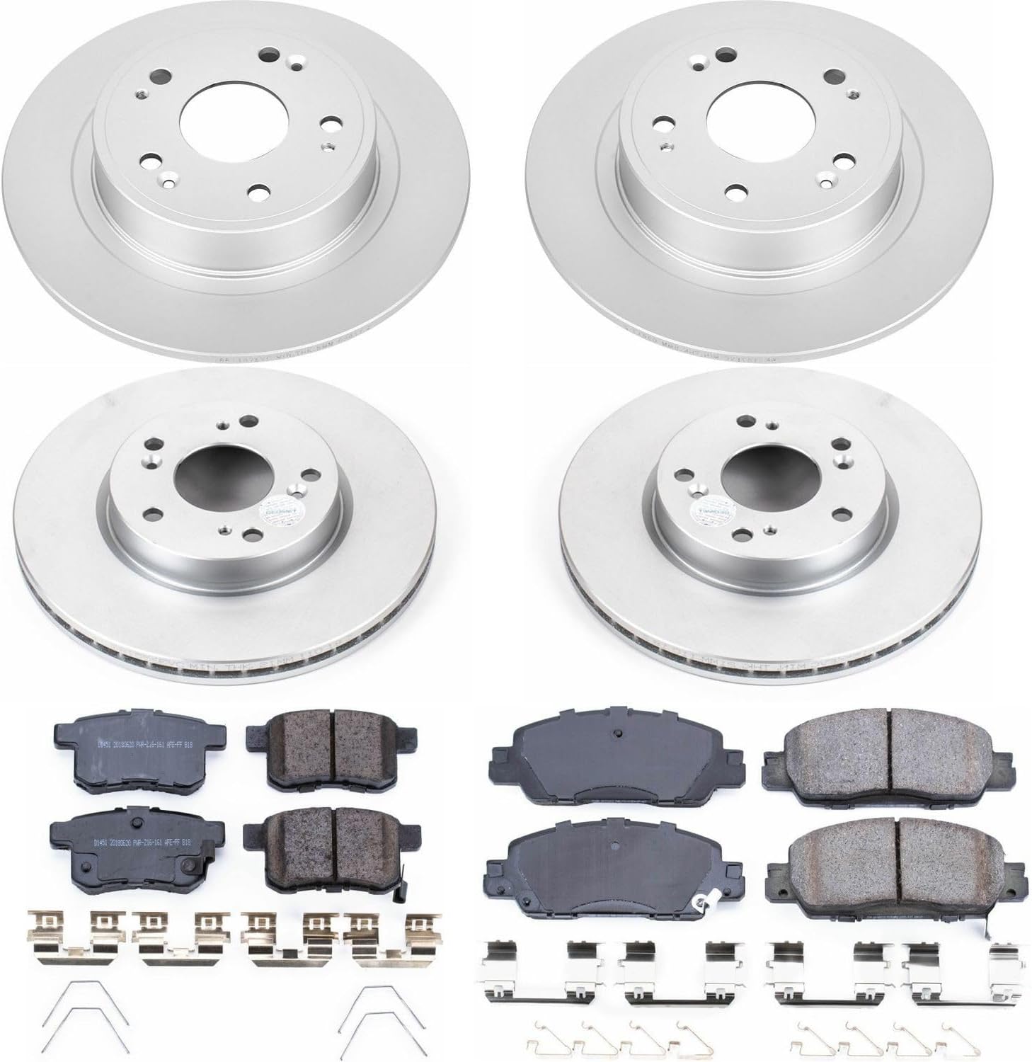 PowerStop Front and Rear Brake Kit for Honda Accord 2016-17 - Fully-Coated Disc Rotors with Z17 Ceramic Brake Pads Replacement, CRK7346