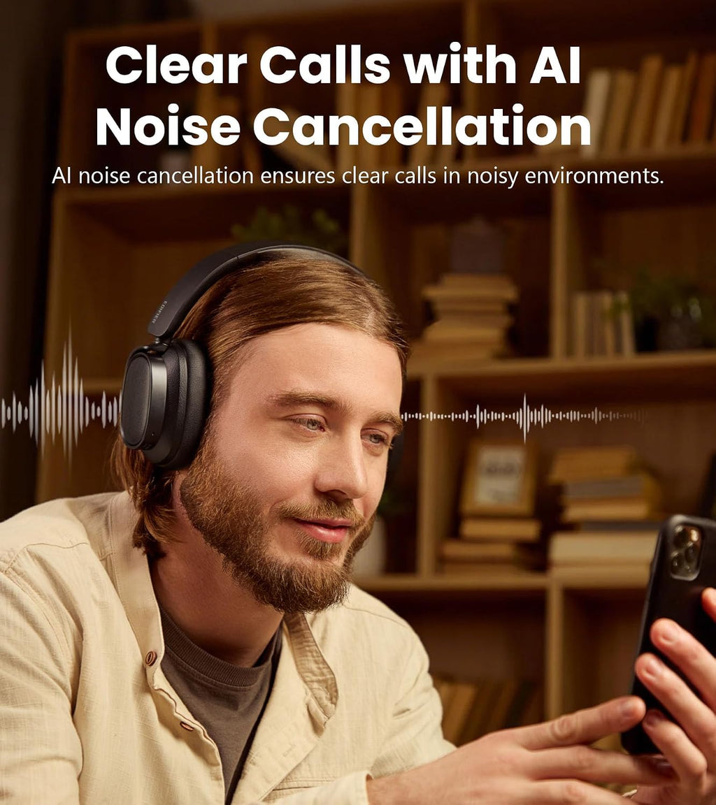 Edifier ES850NB Active Noise Cancelling Headphones, Over Ear Bluetooth Headset, 92H Playtime Wired & Wireless Hi-Res Audio Certified, Fast Charging Clear Calls Travel (Black) (Renewed)