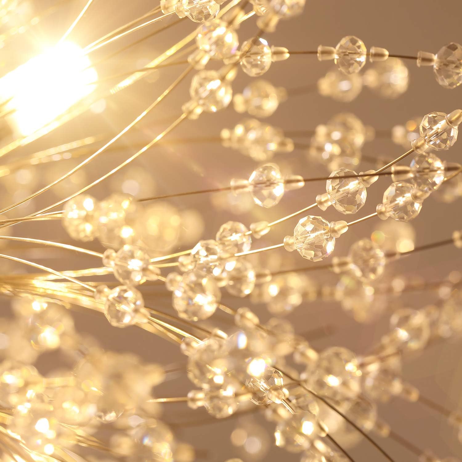 Lingkai 23.6' Gold Modern Crystal Chandeliers Firework, Bubble Chandelier Lighting for Bathroom Dining Room Bedroom Kitchen Island Living Room Light Fixture, 16-Light Gold Hanging Round Chandalier