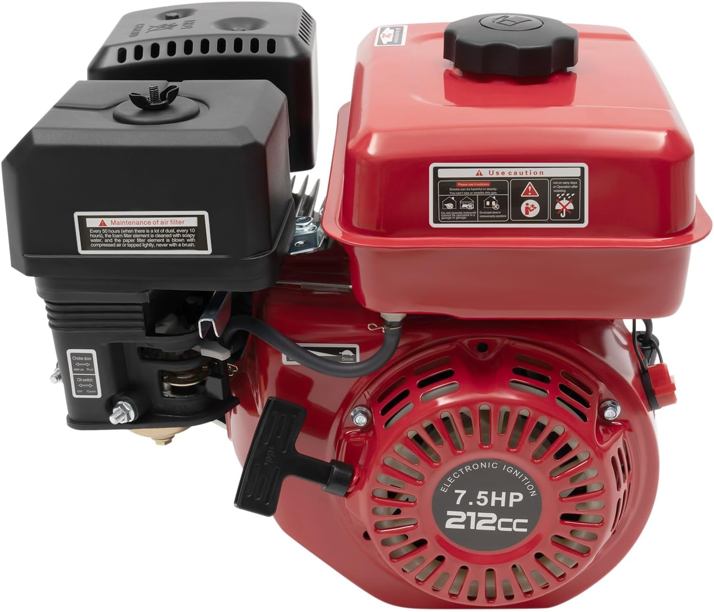 7.5HP Gas-Powered Engine 212CC, 4 Stroke 3000W Gas Engine Horizontal Shaft 0.95Gal Fuel Tank, Go Kart Engine for Water Pumps, Go-Karts, and Lawnmowers