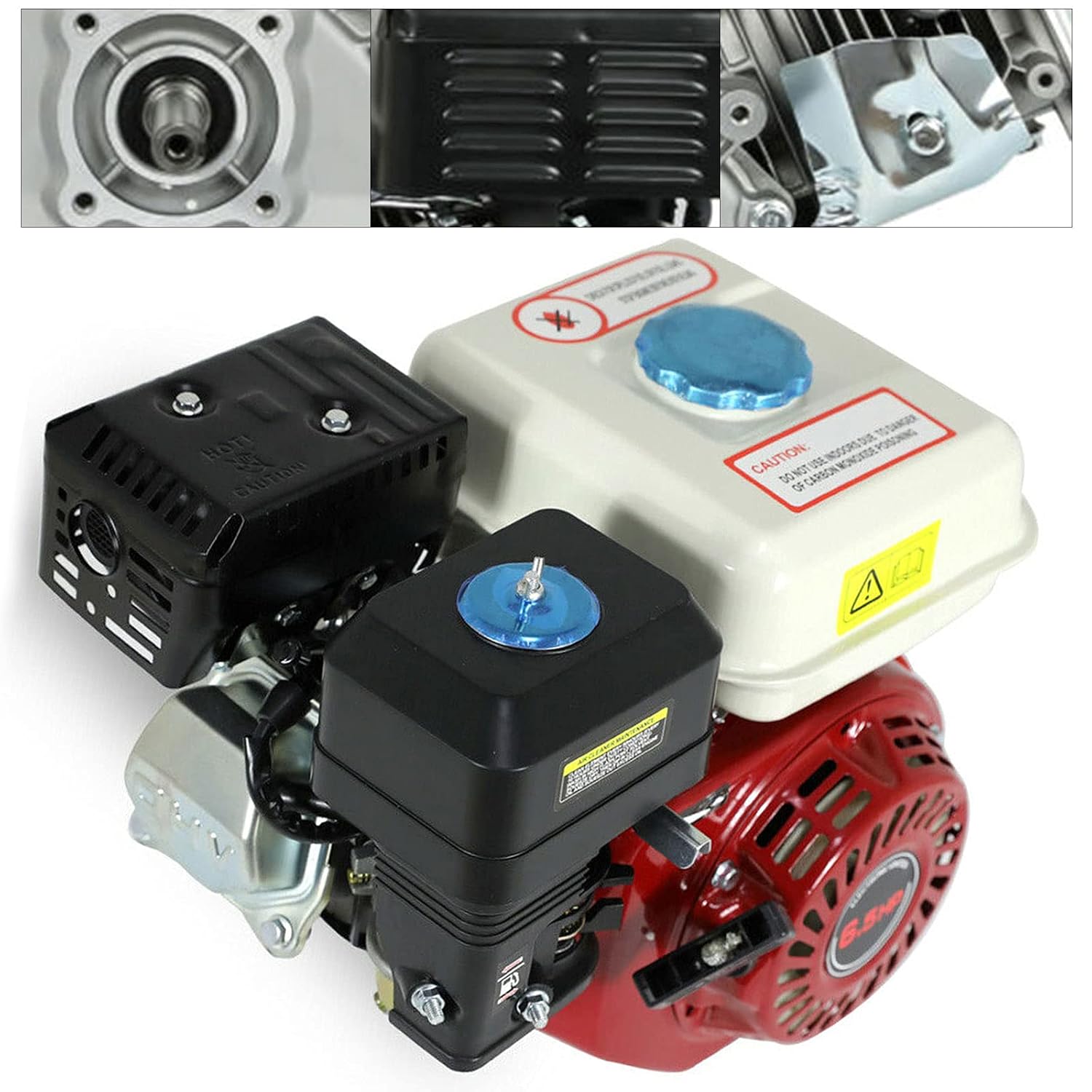 6.5HP 160CC Gas Engine Replaces, 4 Stroke Pull Start Petrol Engine, OHV Air Cooled Shaft Pullstart, Motor Power 3600RPM for Honda GX160, Lawnmower, Log Splitters, Chipper