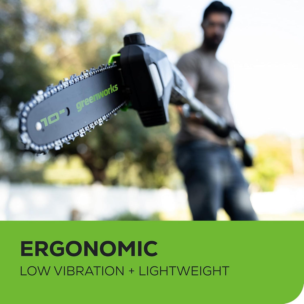 Greenworks 80V 10' Brushless Cordless Polesaw (Great For Pruning and Trimming Branches / 75+ Compatible Tools), 2.0Ah Battery and Charger
