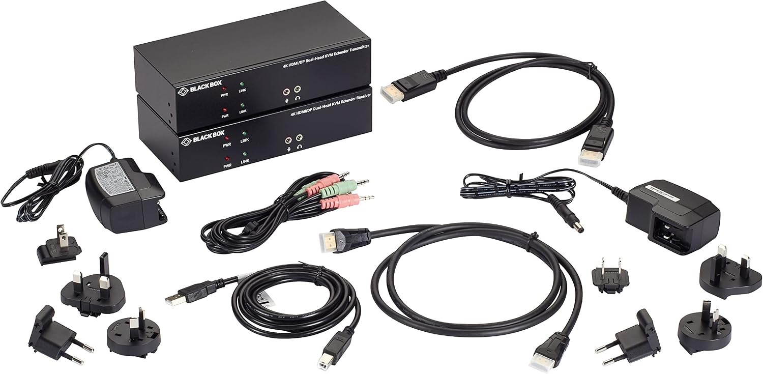 Black Box KVM Extender Over CATx - 4K, Dual-Head, HDMI/Displayport