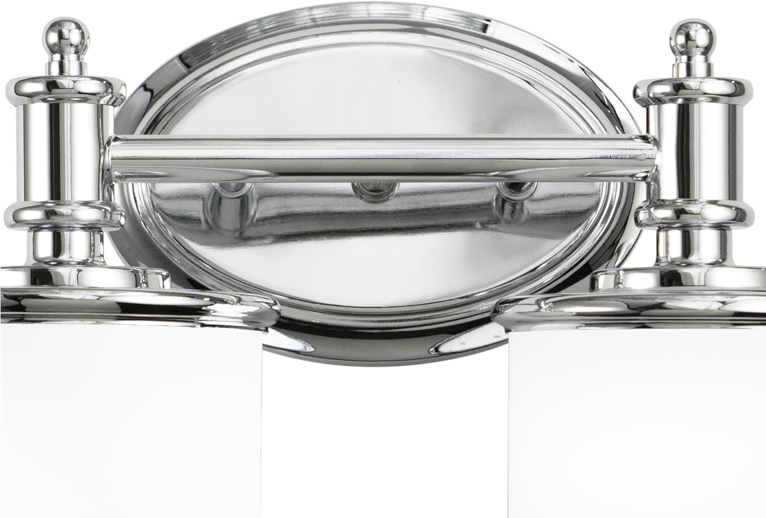 VAXCEL Carlisle 2-Light 13.75 inch Wide Chrome Transitional Bathroom Vanity Lighting Fixture, White Frosted Opal Glass Shade, Dimmable, LED Compatible, Reversible Over The Mirror Mounted Wall Sconce