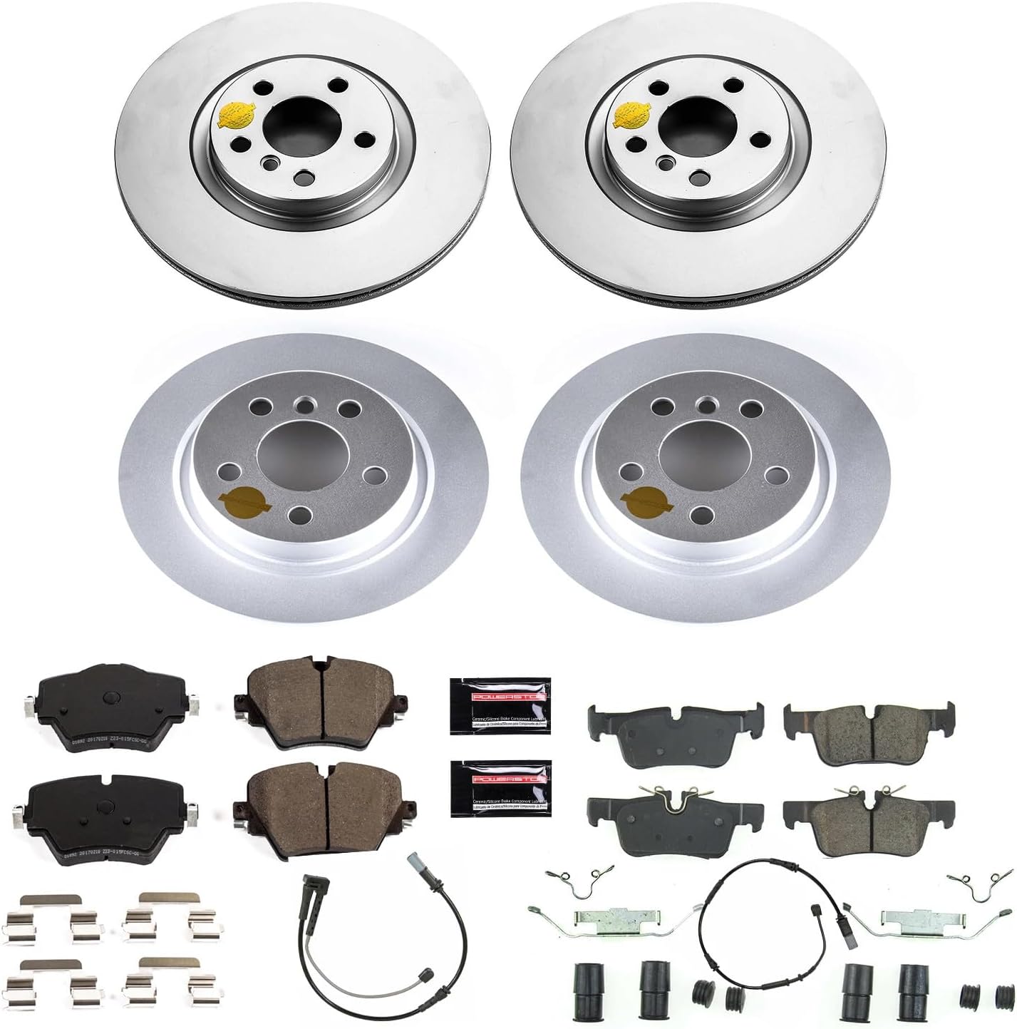 PowerStop Front and Rear Brake Kit for Mini Cooper Countryman 2017-20 - Fully-Coated Disc Rotors with Z23 Carbon-Fiber Ceramic Brake Pads Upgrade, CRK8356