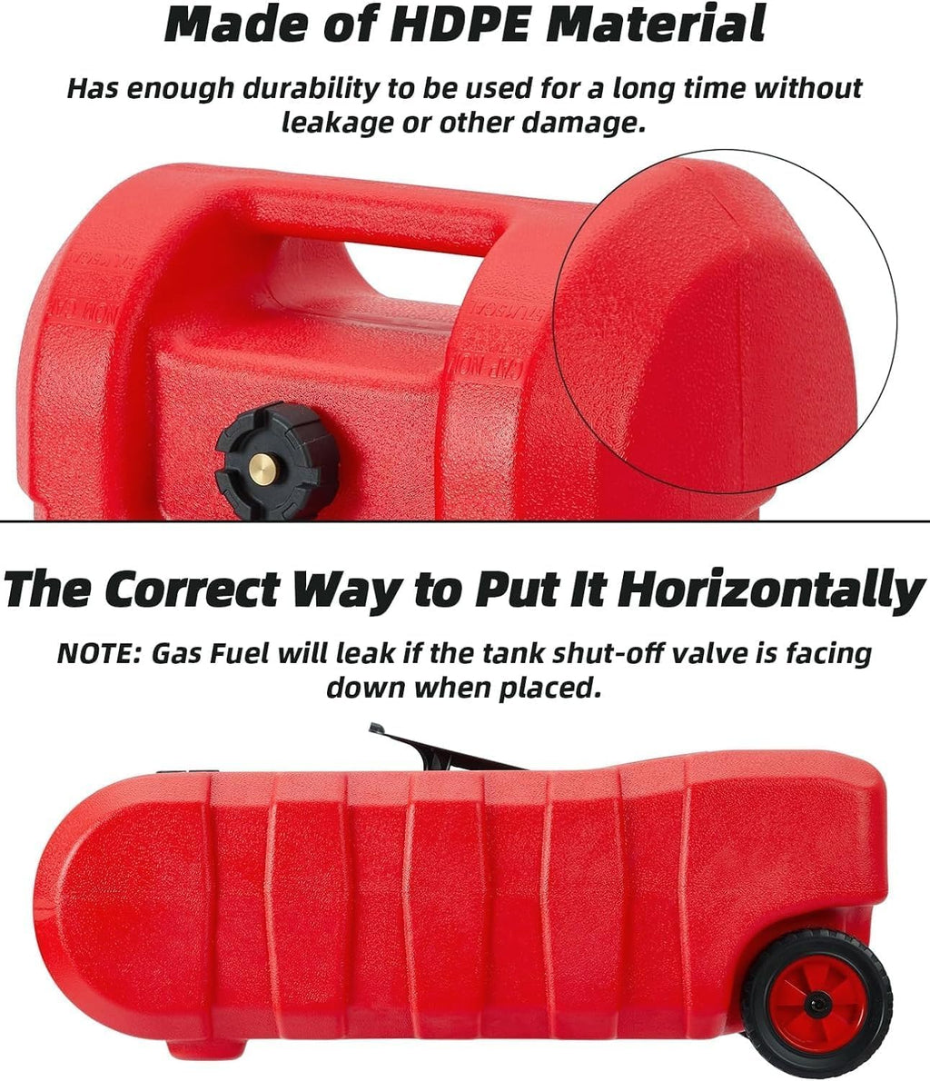 Gas Can 15 Gallon, Fuel Tank Container with Gravity & Hand Pump Modes, Portable Fuel Caddy with Wheels, 10 ft Delivery Hose & Manual Pump, Gas Caddy for Motorboats, ATVs, Gasoline & Diesel