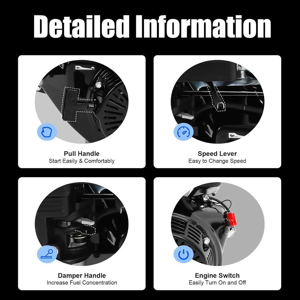 Bepritm 4 Stroke Gas Engine, Single Cylinder Air Cooled Gasoline Motor Engine, Go Kart Motor Engine Horizontal Shaft for Lawn Mower, Go-Karts and Compressors (15HP 420CC Black)