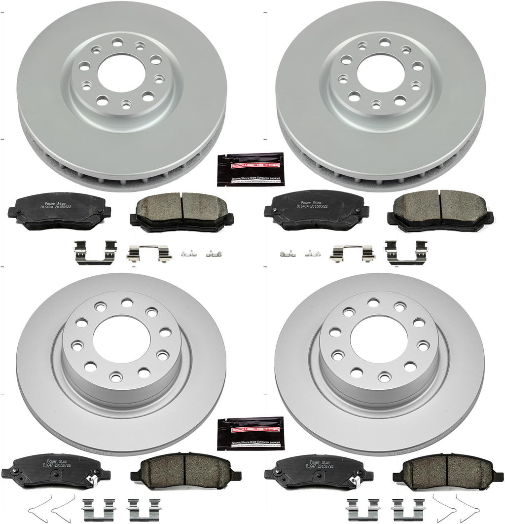 PowerStop Front and Rear Brake Kit for Dodge Dart 2013-16 - Fully-Coated Disc Rotors with Z17 Ceramic Brake Pads Replacement, CRK6373