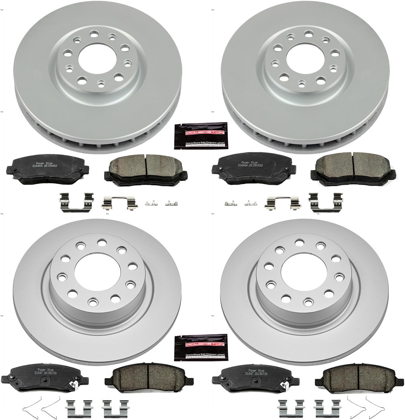 PowerStop Front and Rear Brake Kit for Dodge Dart 2013-16 - Fully-Coated Disc Rotors with Z17 Ceramic Brake Pads Replacement, CRK6373