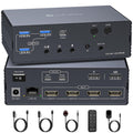 Thunderbolt KVM Switch Docking Station for Macbooks 4 Monitors 2 Computers HDMI 4K60Hz Displaylink USB C Dock for Laptops/Desktop Share 4xHDMI USBA/C Ethernet Audio Support Extended/Copy Mode