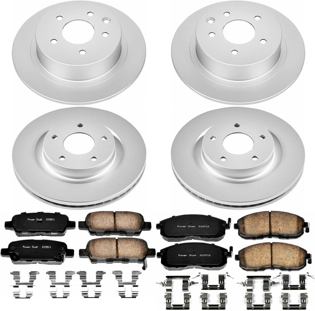 PowerStop Front and Rear Brake Kit for Nissan Altima 2007-10 - Fully-Coated Disc Rotors with Z17 Ceramic Brake Pads Replacement, CRK7865