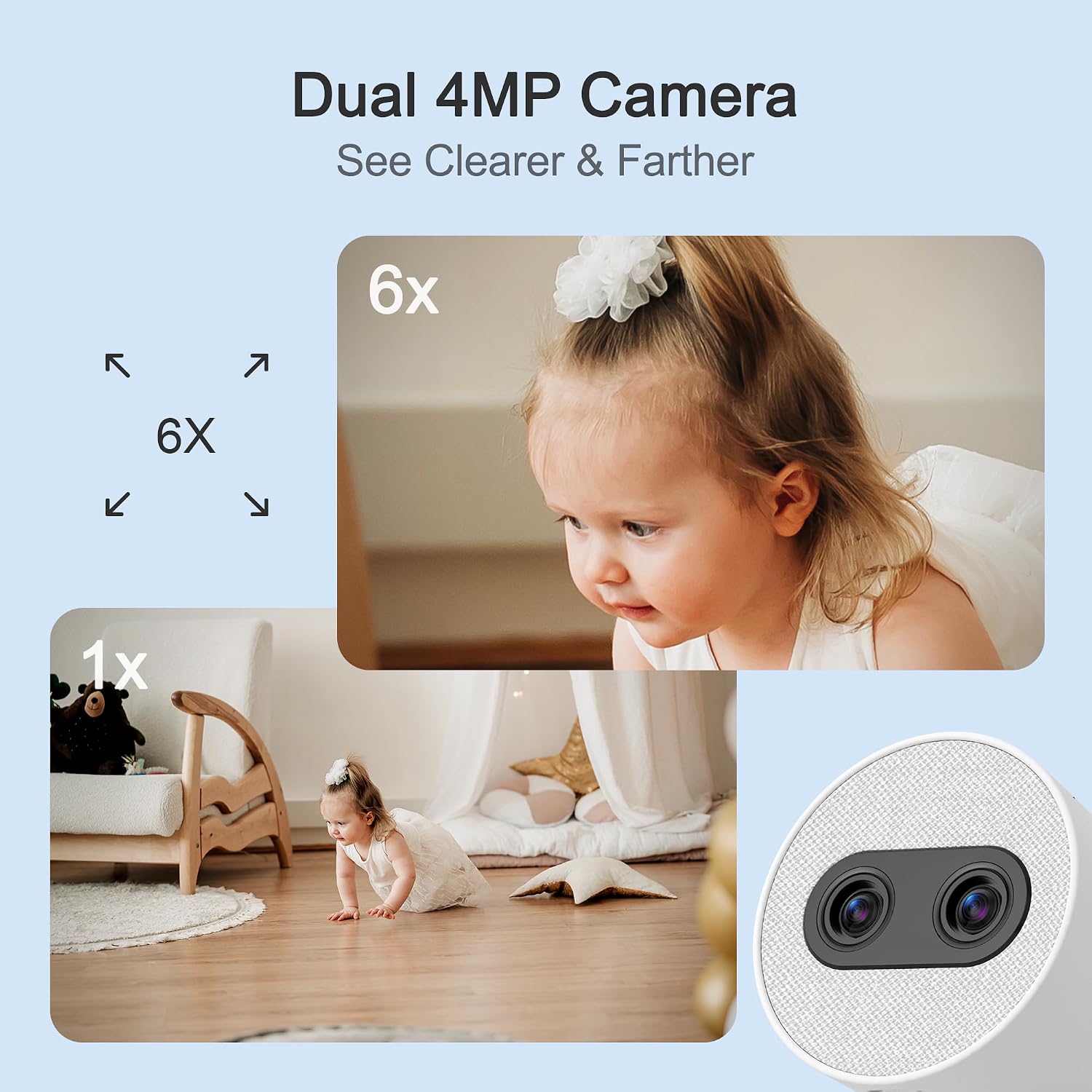 Bundle of Simsky Baby Monitor with Camera and Audio + Baby Monitor Floor Stand, 7' HD Large Touch Screen WiFi/No WiFi Smart Video Monitor, 6X Optical Quality Zoom, App Remote Access